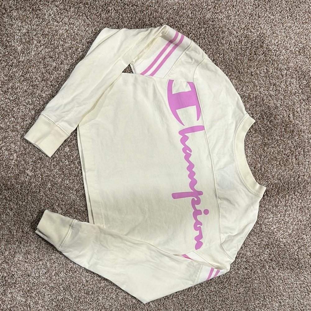 Champion Cream and Pink Long Sleeve Shirt